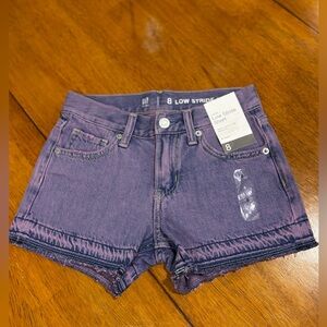 GAP Kids Size 8 Purple Low Rise Denim Shorts Washwell Raw Hem